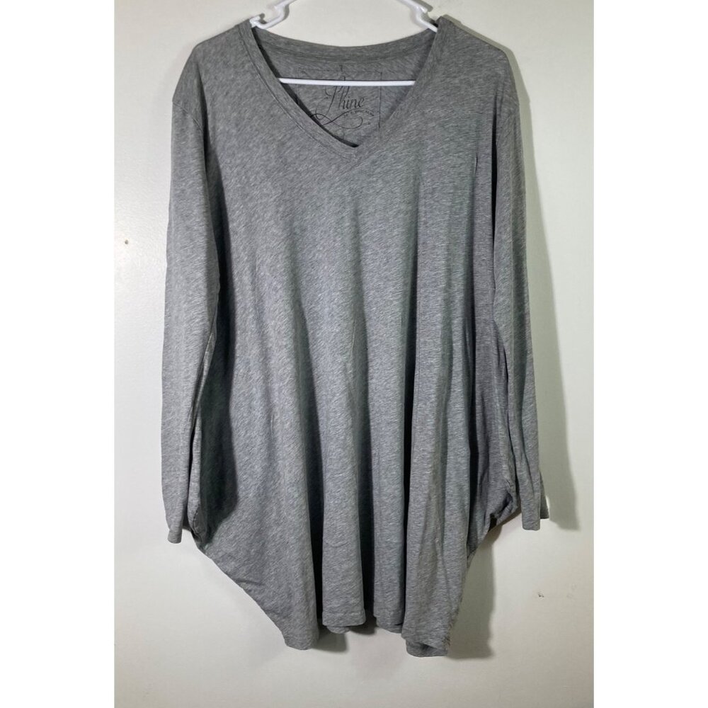 Womens Shine Pima Cotton Long Sleeve‎ Lagenlook Tunic Gray M Flaw